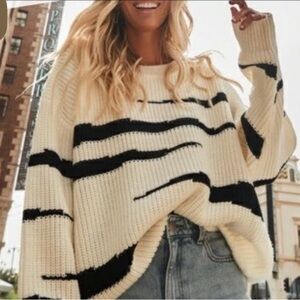 12th Tribe x The Salty Blonde Concrete Jungle White Tiger Sweater Size S/M